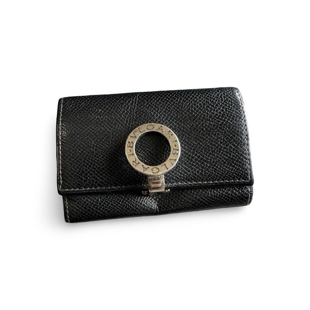 BVLGARI 6-row logo 3 piece key BVLGARI BVLGARI logo Key Case Leather Black
